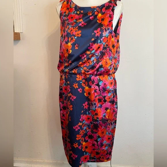 ๐ Evan Picone Vintage Colorful Floral Sleeveless Dress. From 1990,s. ๐ - Picture 2 of 9